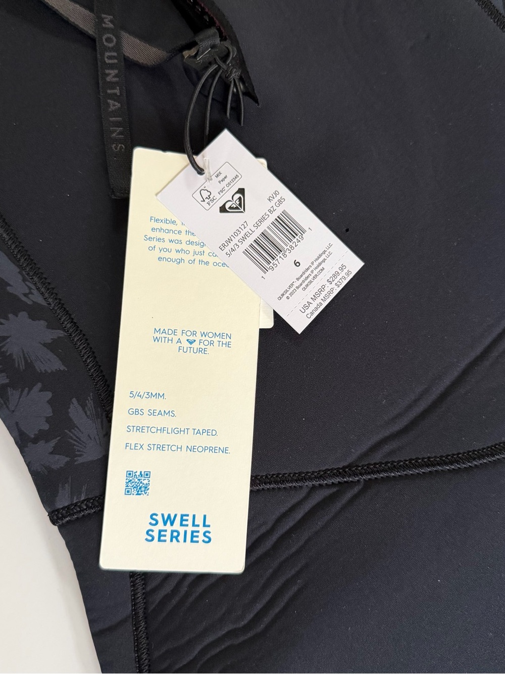 NEW women’s Roxy Swell 5/4/3 Backzip Full Wetsuit black grey size 6 - Picture 4 of 5